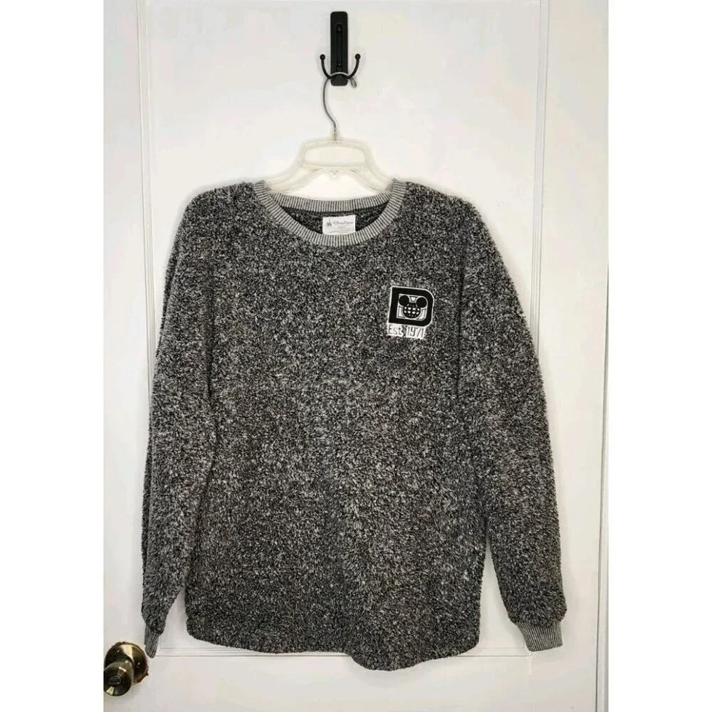 Walt Disney World Grey Sherpa Spirit Jersey Pullover Sweatshirt Size Small